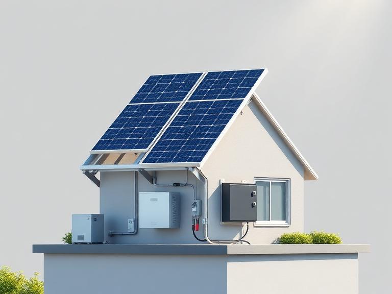 نصب حرفهای پنل خورشیدی خانگی روی پشتبوم، شامل پنلها، اینورتر، باتری، کابلها و تابلو برق، با رعایت نکات ایمنی و استانداردها