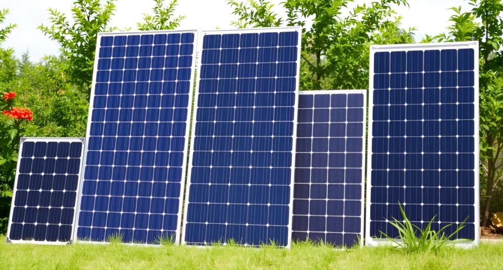 انواع پنل خورشیدی مناسب برای باغ شامل مونوکریستالی، پلیکریستالی، فیلم نازک و هیبریدی
