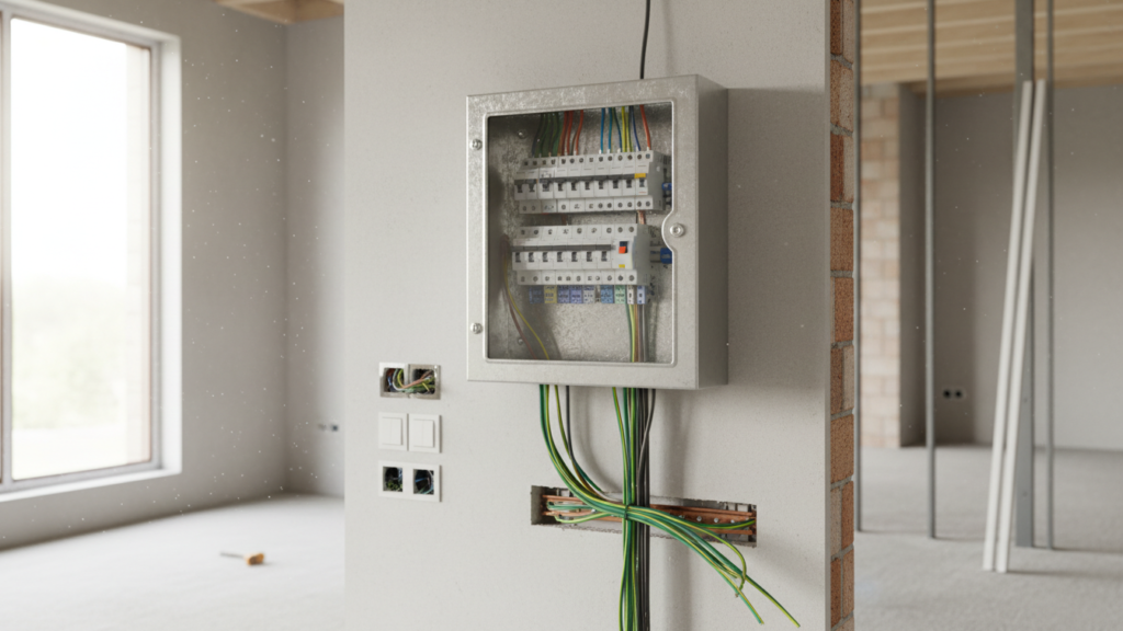 استانداردهای برق‌کشی ساختمان شامل تابلو برق ایمن، فیوز محافظ جان و سیستم ارت
